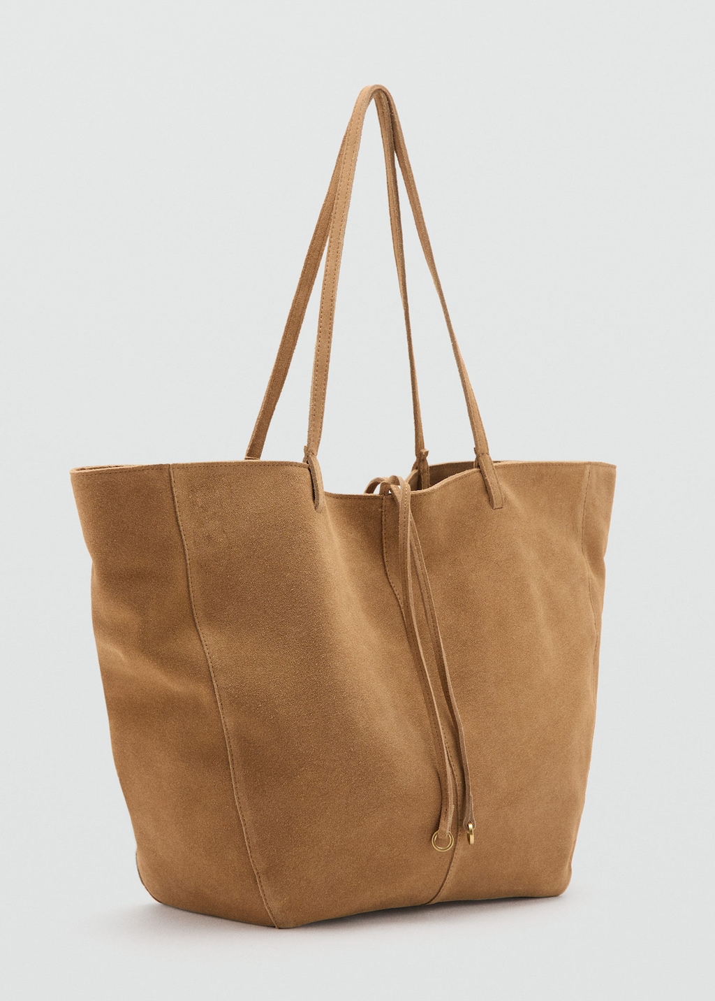 Mango Suede Shopper Bag With Bow Closure Leather In Brown