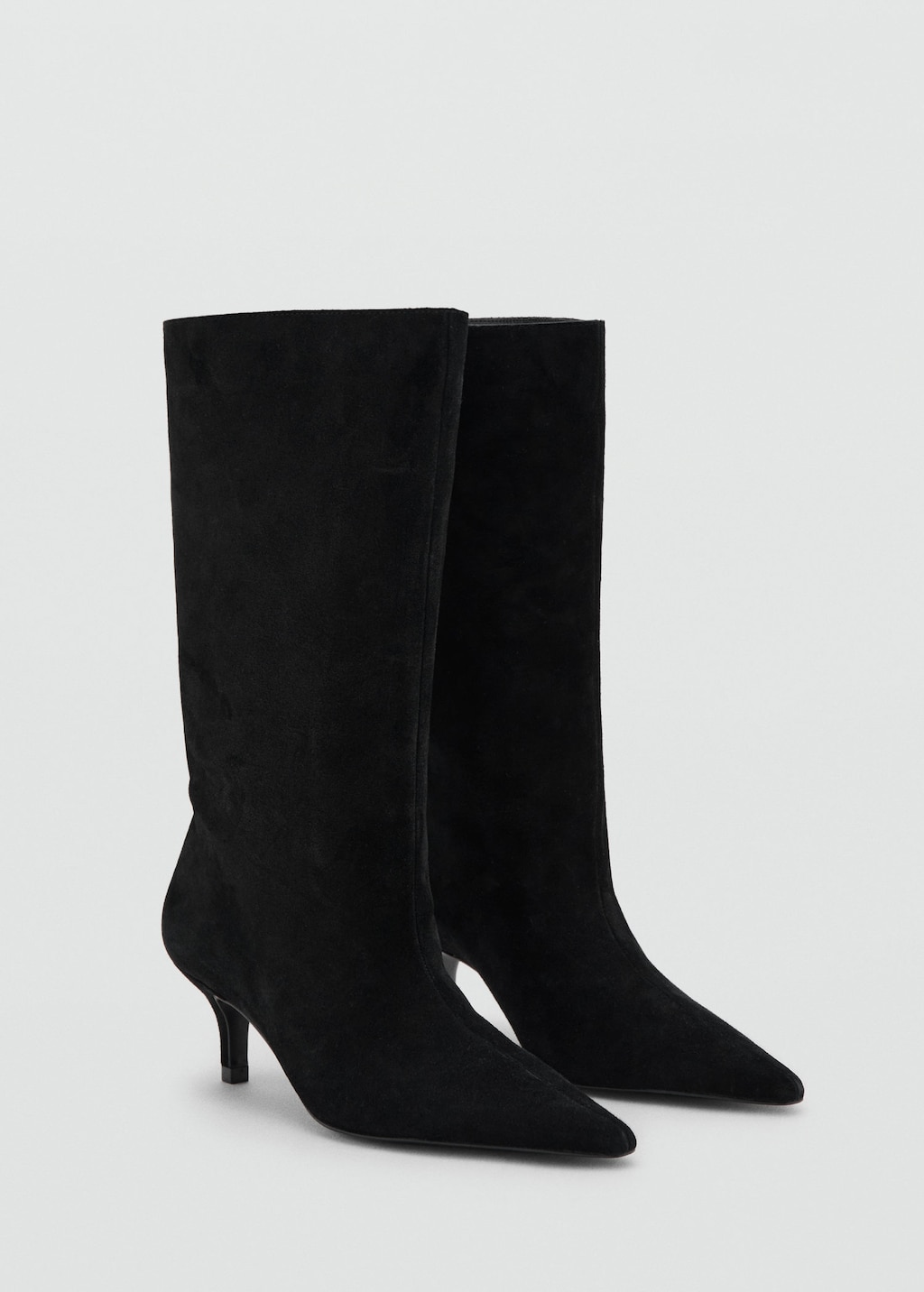 Mango Bottines En Daim Bout Talon Noir - Femme - 41 - In Black