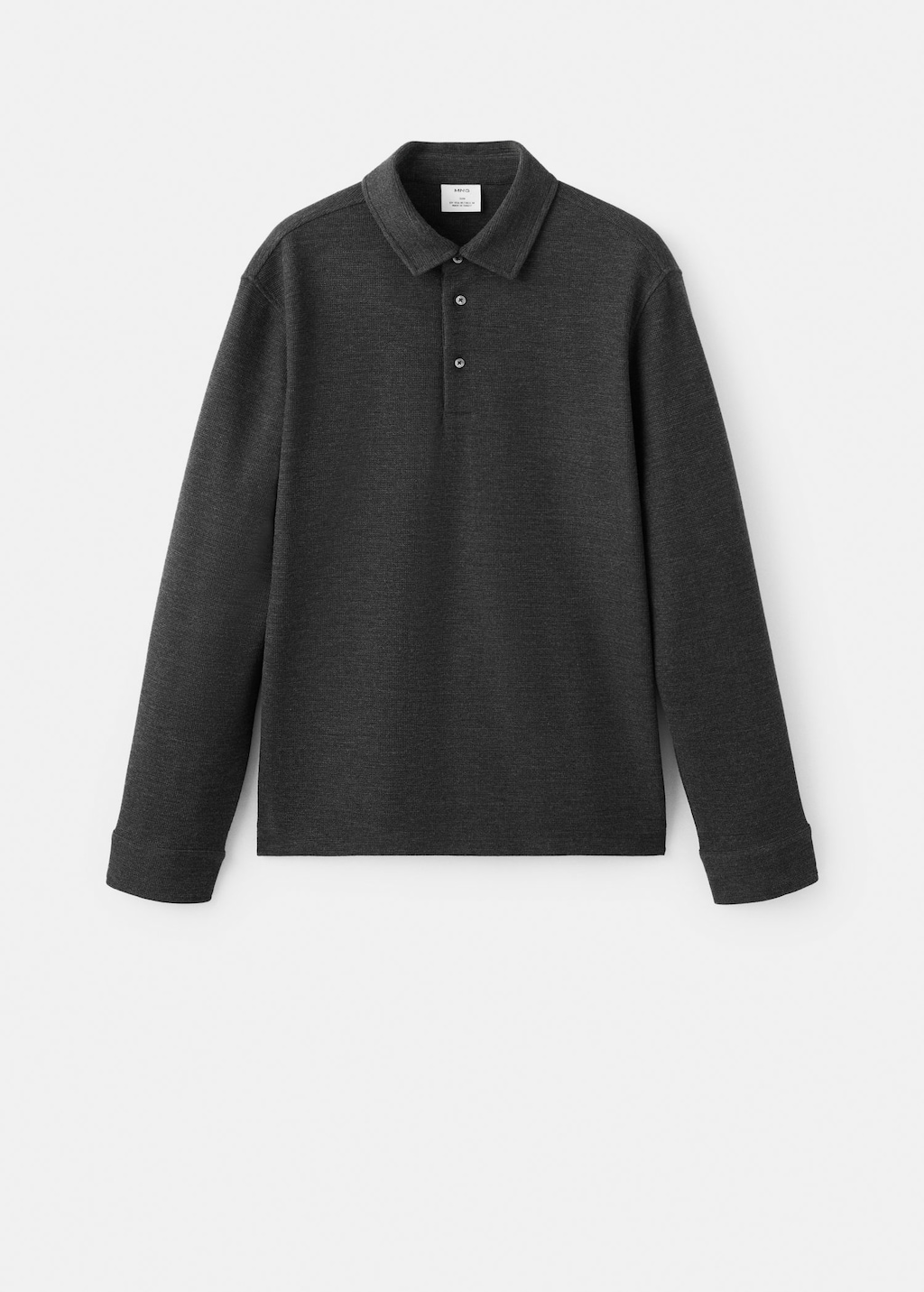 Mango Man Knitted Structured Polo Sweater Dark Heather Grey In Gray