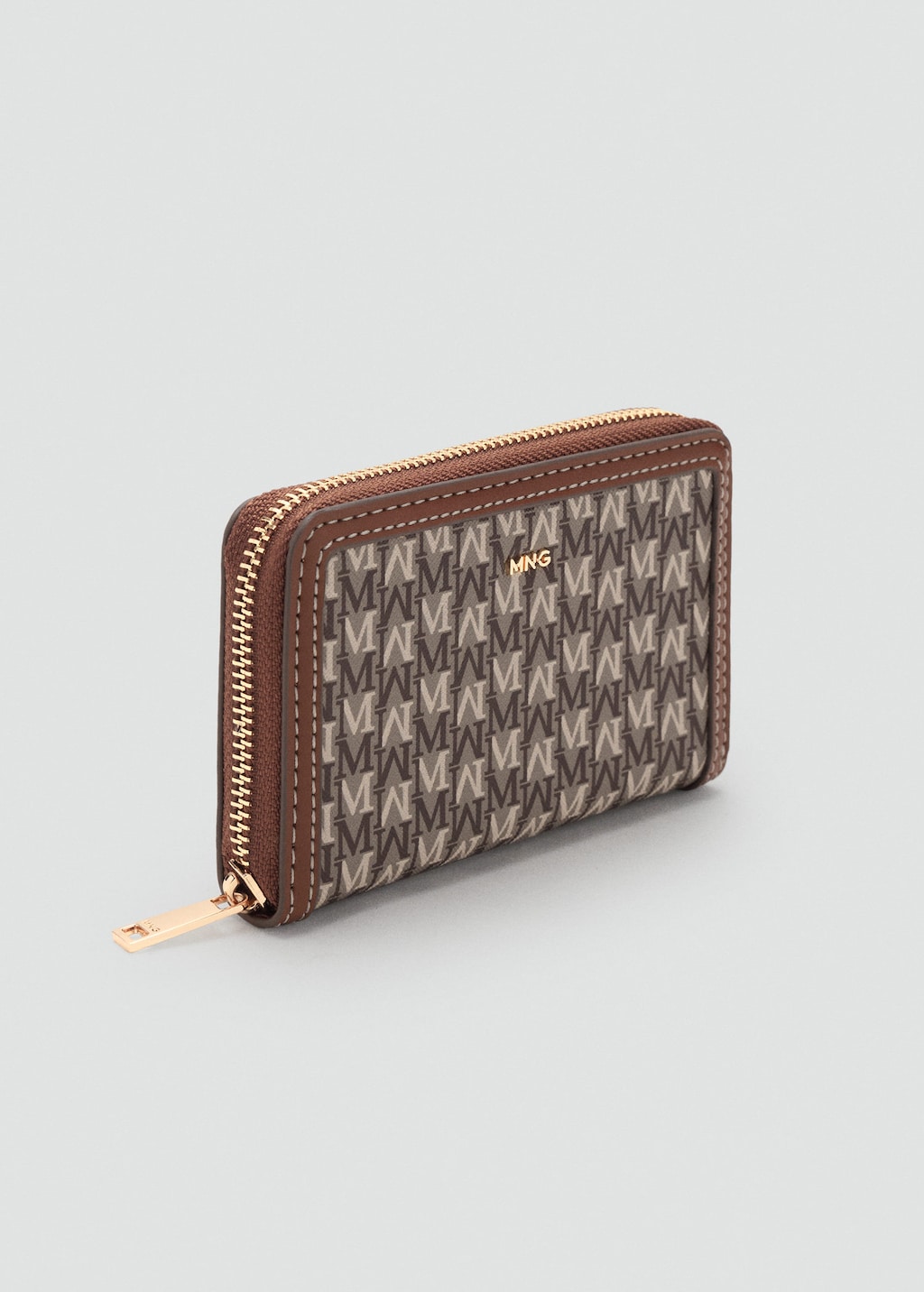 Mango Medium Wallet With Logo Print In Brown