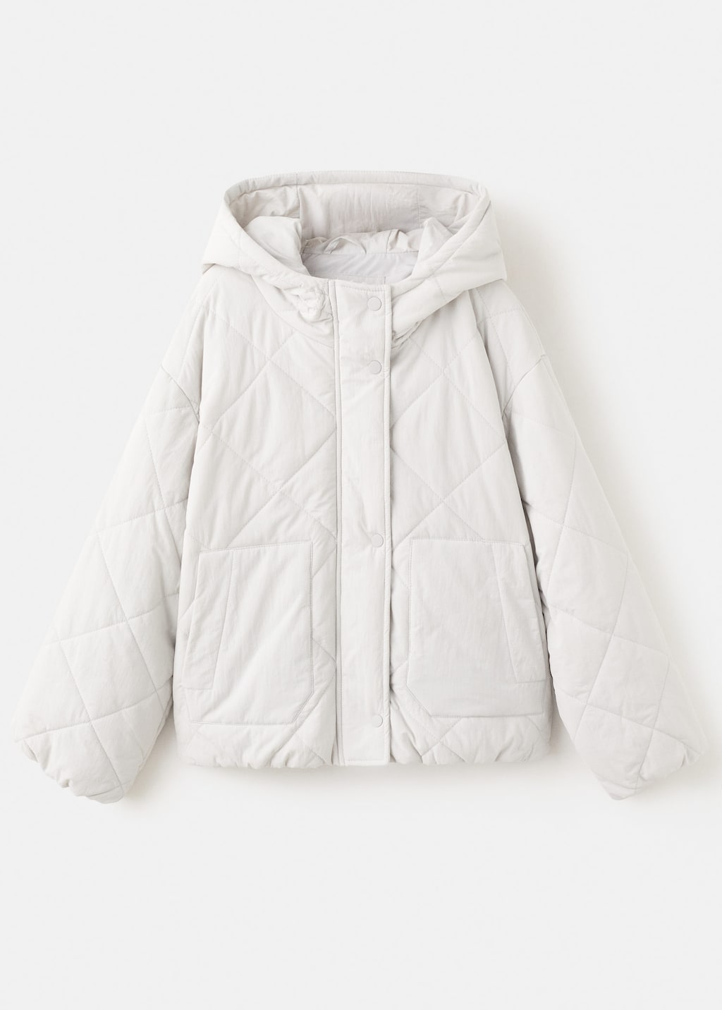 Mango Kids' Hood Puffer Coat Grey In White