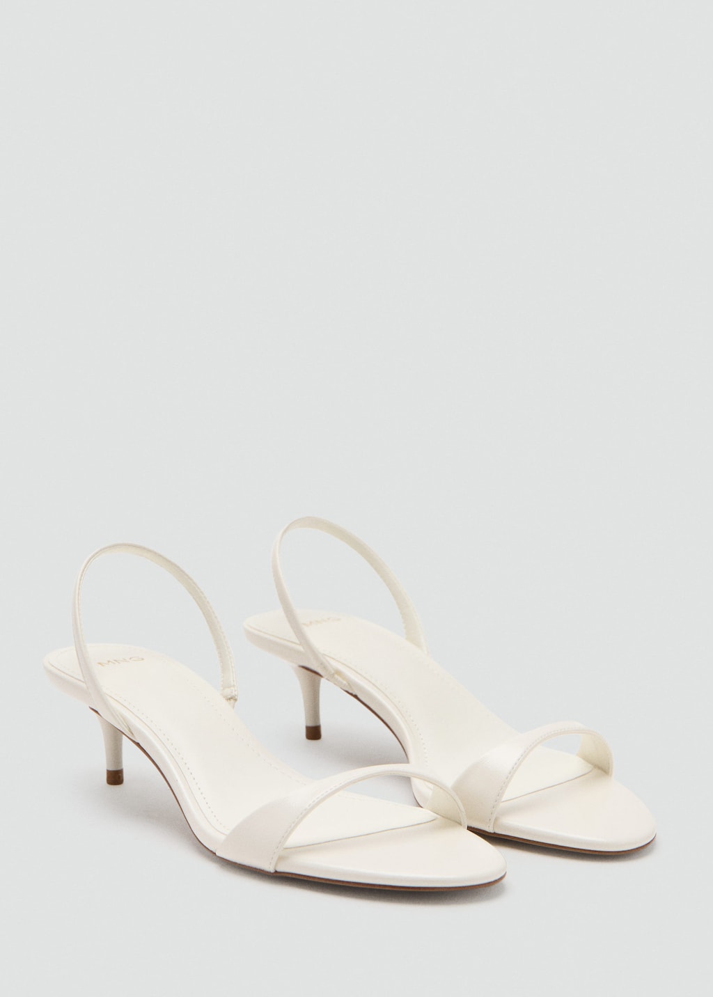 Mango Kitten-heel Sandals With Strap Ecru In Brown