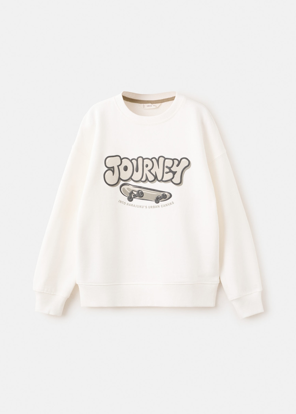 Mango Kids' Printed Cotton Sweatshirt Off White