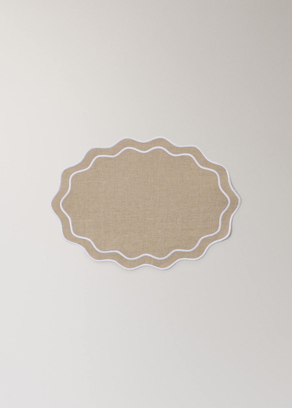 Mango Home Resin-coated Woven Linen Placemats With Wave Pattern Light/pastel Brown