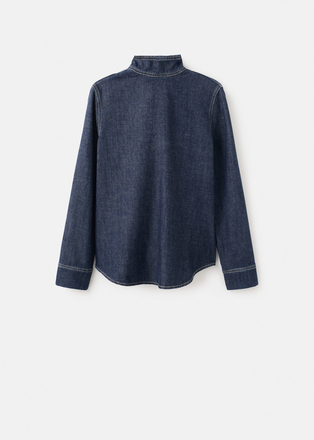 Mango Denim Shirt With Tie Fastening Dark Blue