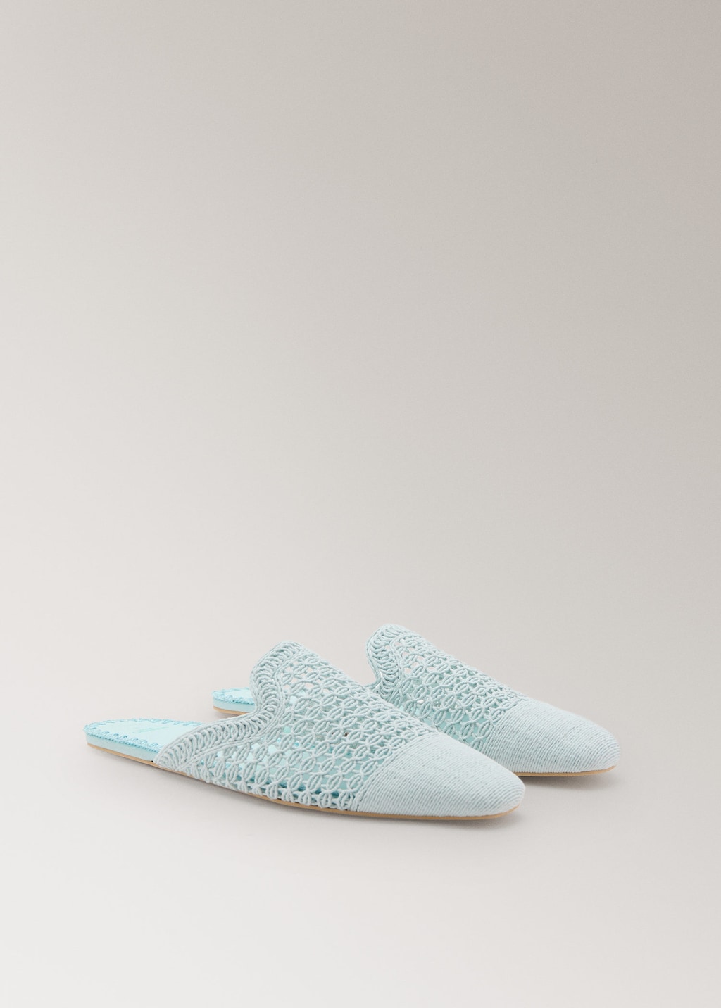 Mango Crochet Mule Slippers Blue