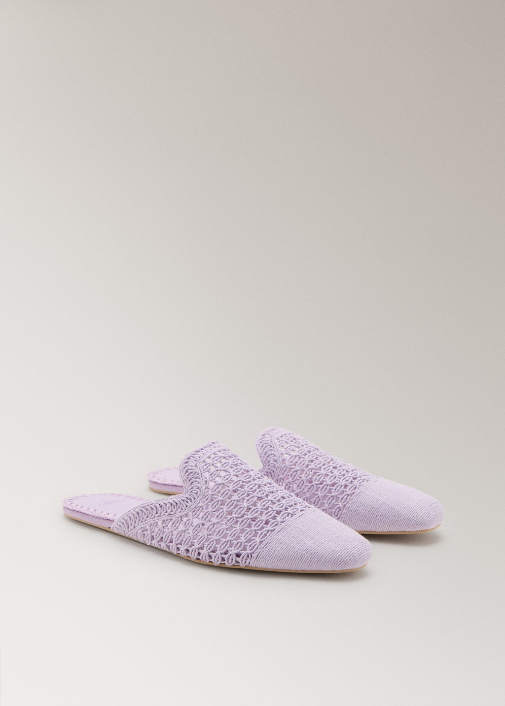 Mango Crochet Mule Slippers Lilac In Purple