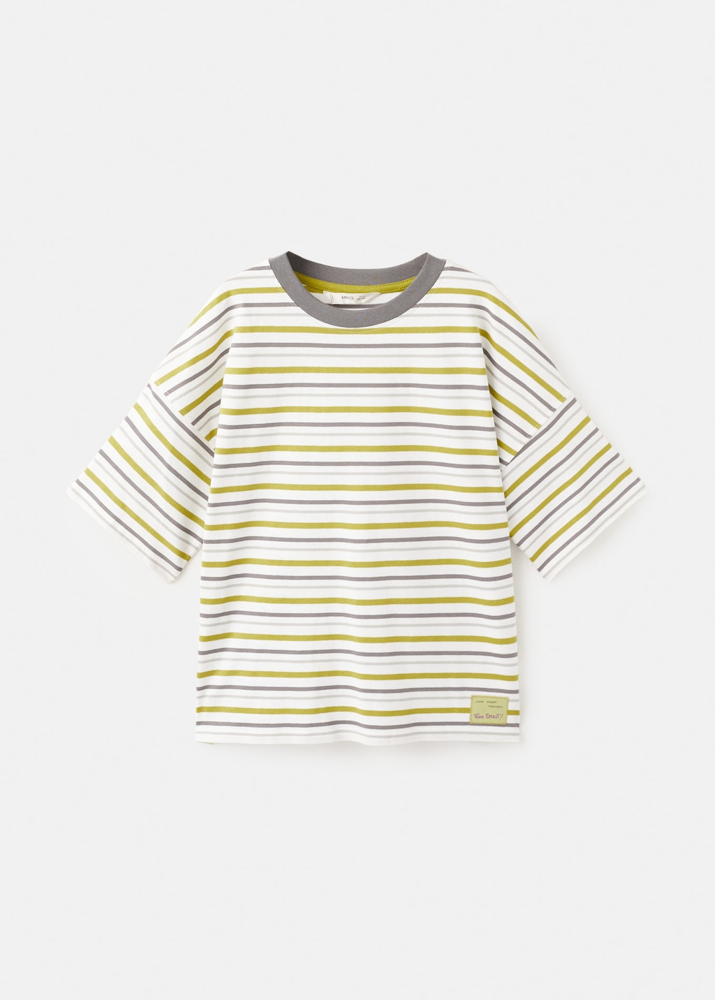 Mango Kids' Striped Contrast T-shirt Lime In Multi