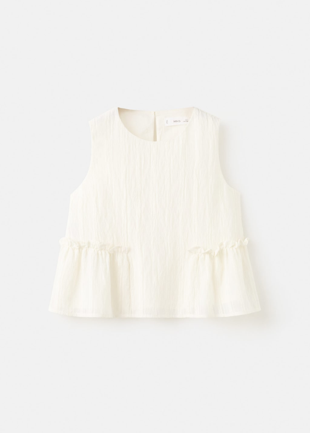 Mango Kids' Ruffled Cotton Blouse Ecru In Neutral
