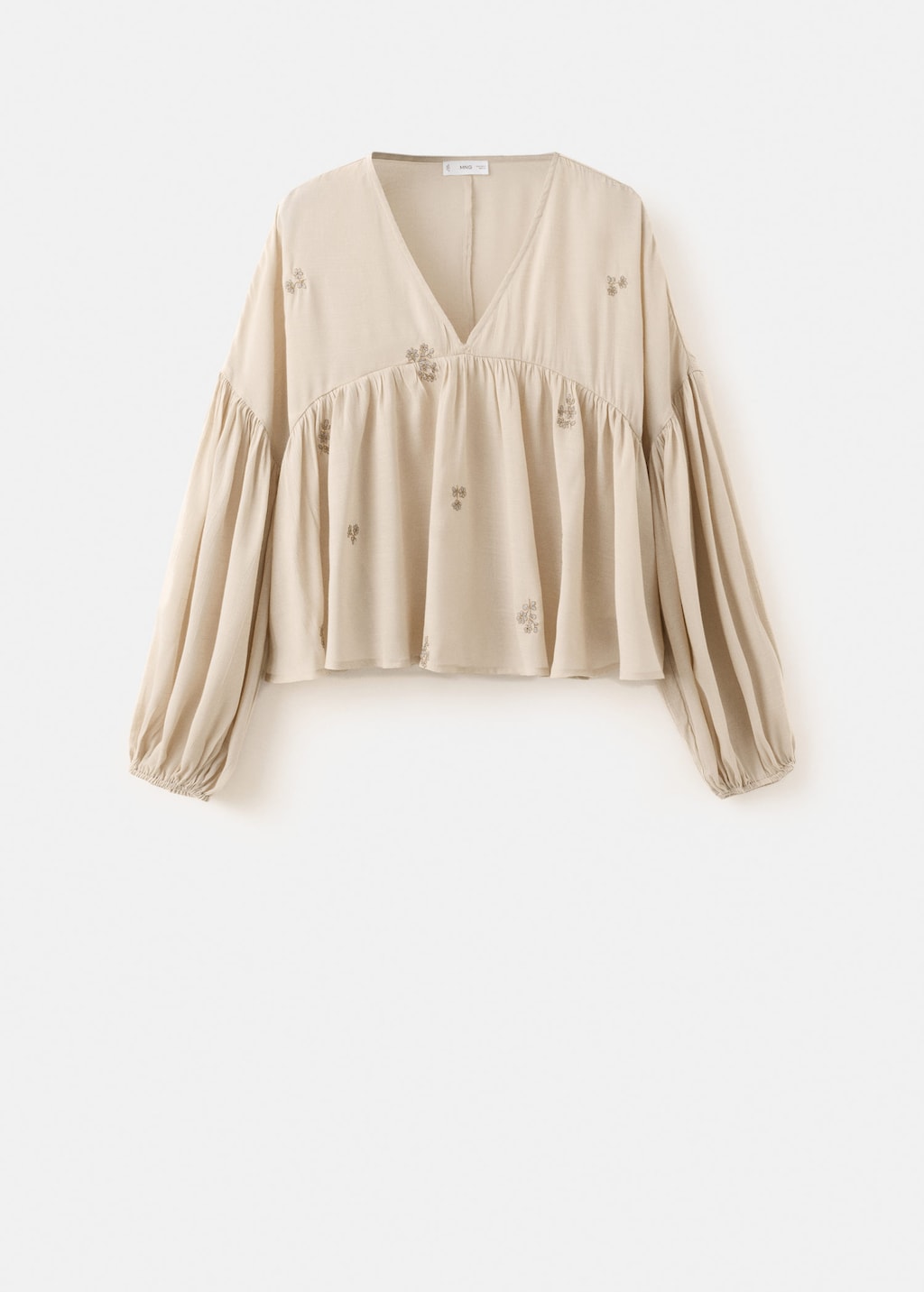 Mango Bead Detail Blouse Beige In Neutral