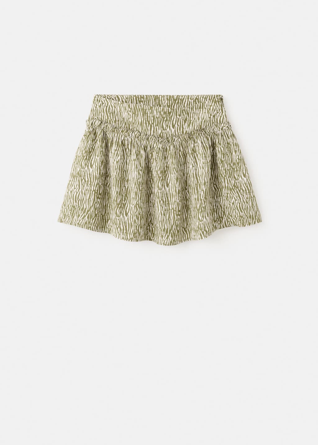 Mango Teen Ruffle Printed Skirt Khaki In Brown