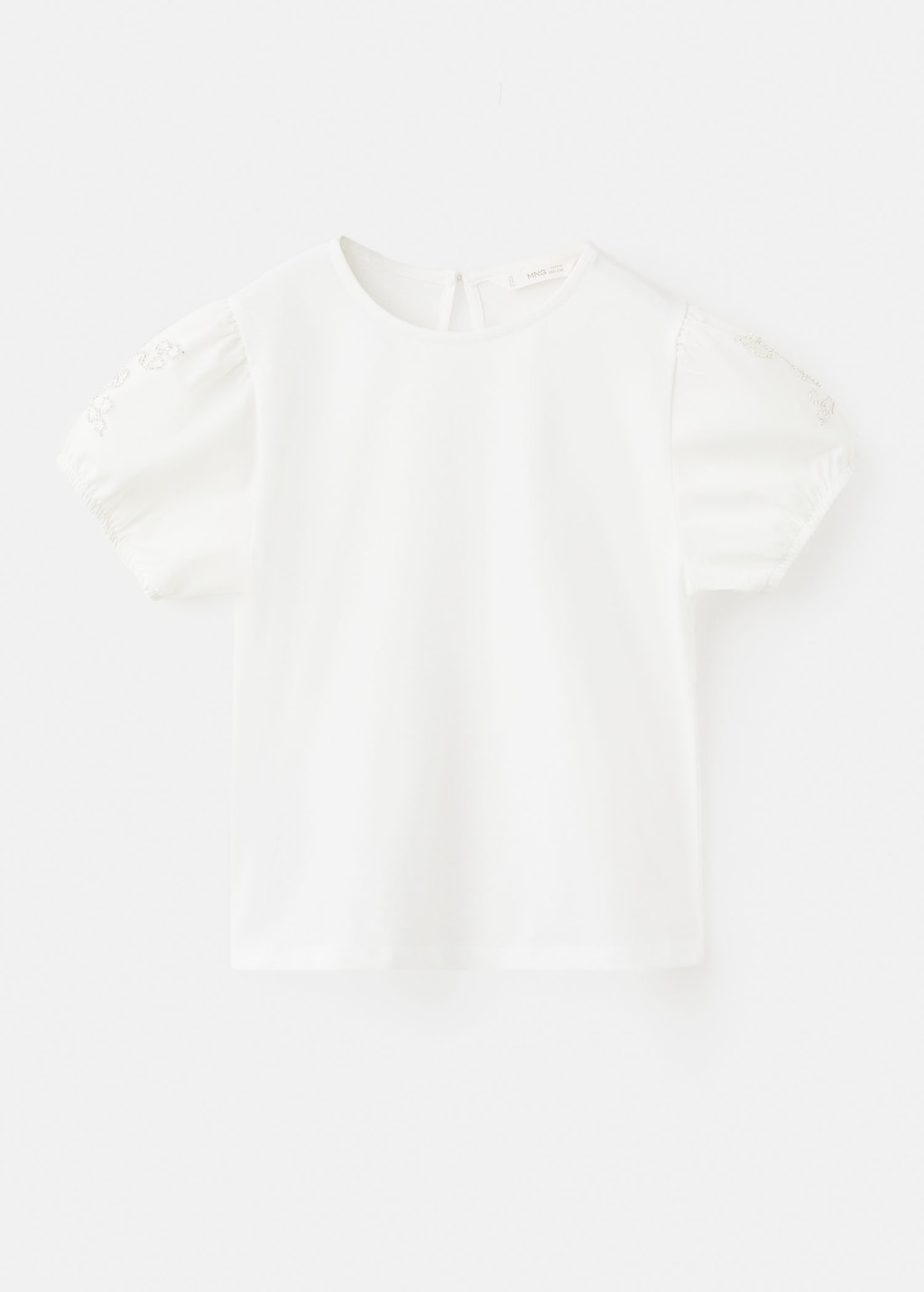 Mango Kids' Strass Cotton T-shirt Off White