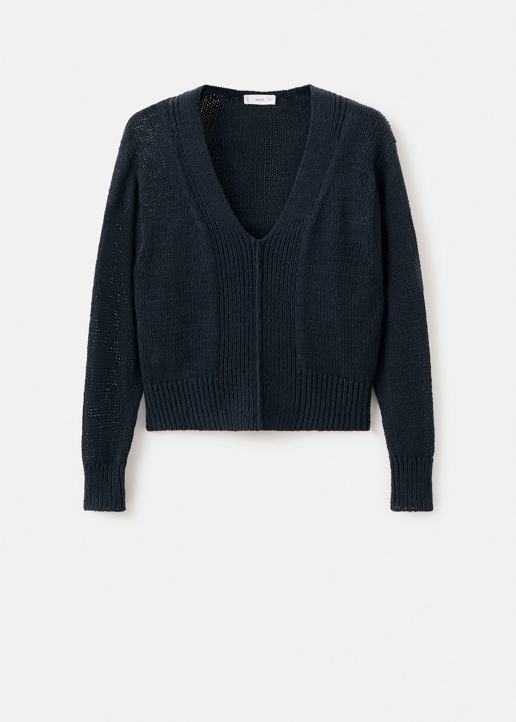 Mango Teen Knitted Sweater With Ribbed Details Charcoal In Black