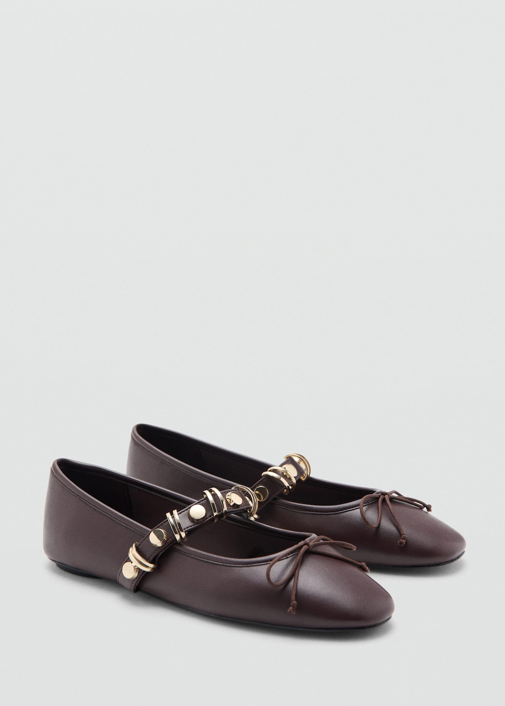 Mango Ballet Pump With Metallic Strap Details Burgundy In Multi