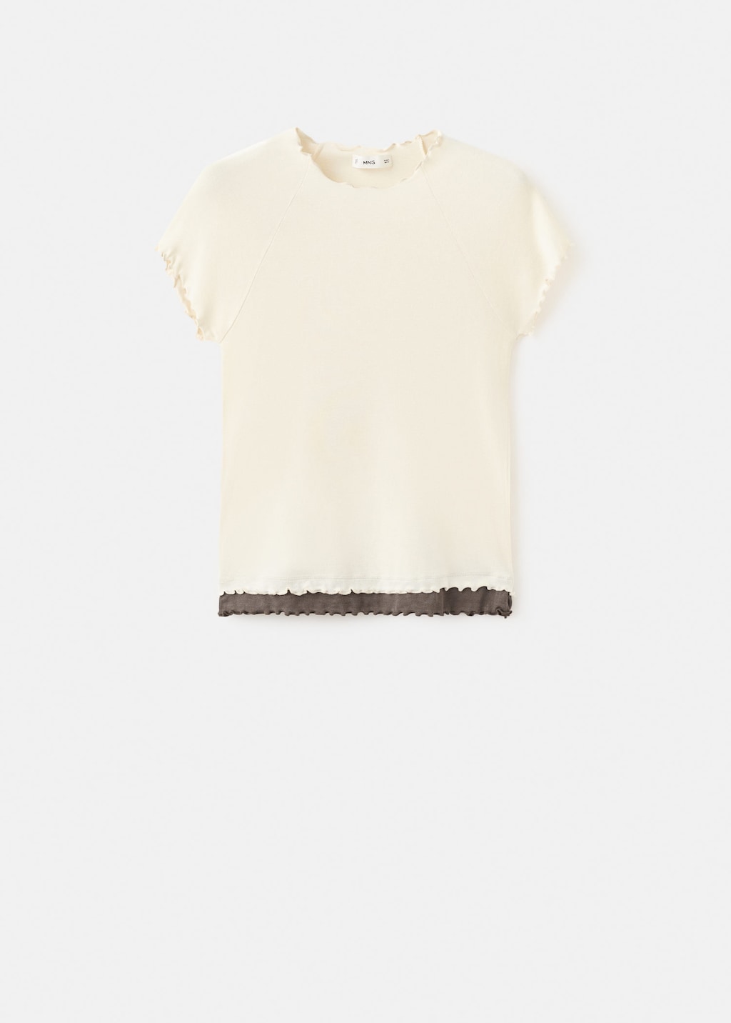 Mango Contrasting T-shirt Ecru In Neutral