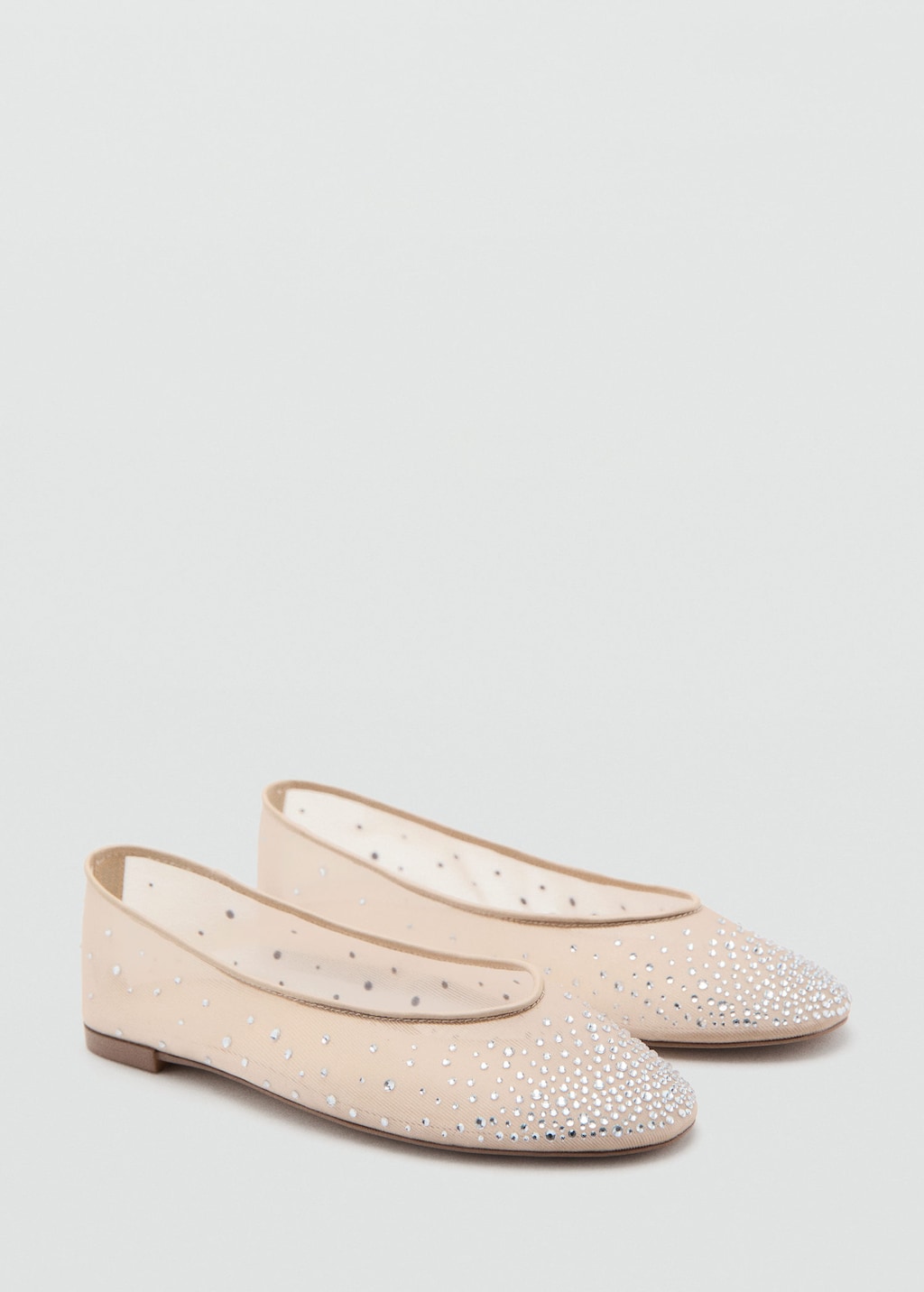 Mango Rhinestone Ballet Flats In Neutral