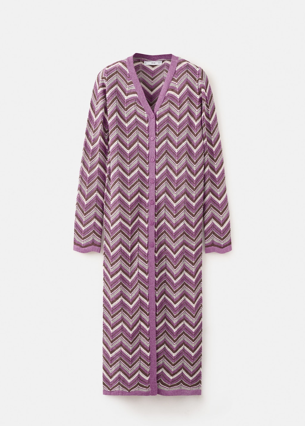 Mango Knit Long Cardigan Purple