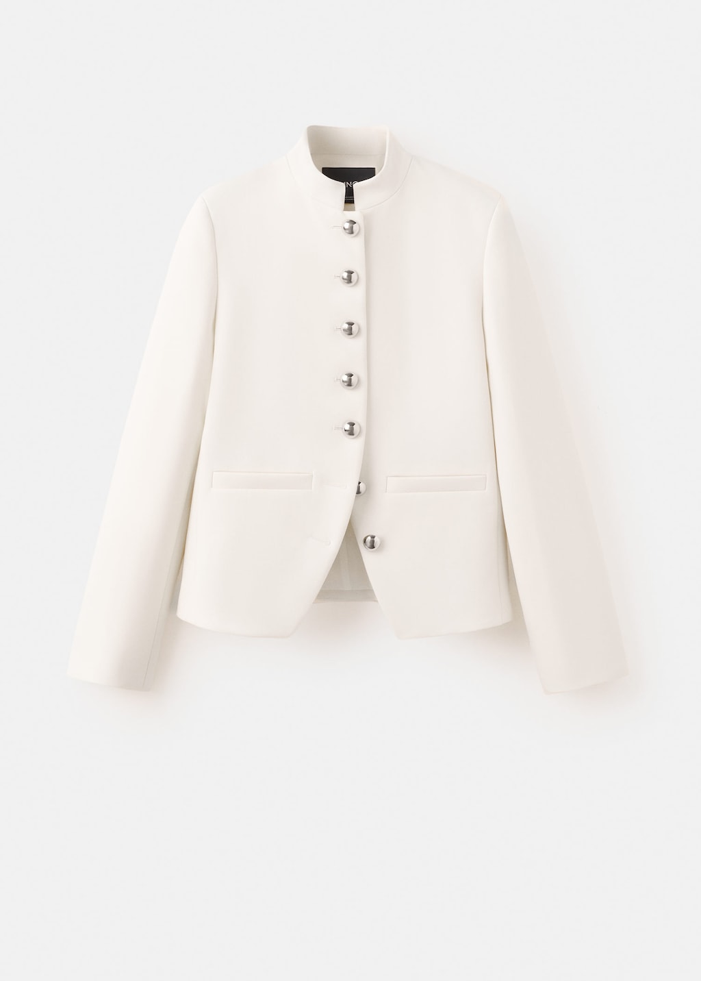 Mango Veste À Col Officier Boutons Bijoux Blanc Cassé - Femme - Xl -  In White