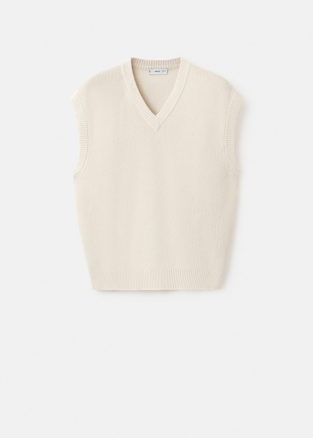 Mango Microstructure Knit Gilet Ecru In Sand