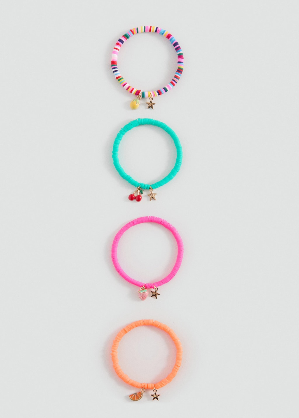 Mango Kids' Pack Of 4 Bracelets Neon Pink In Multi