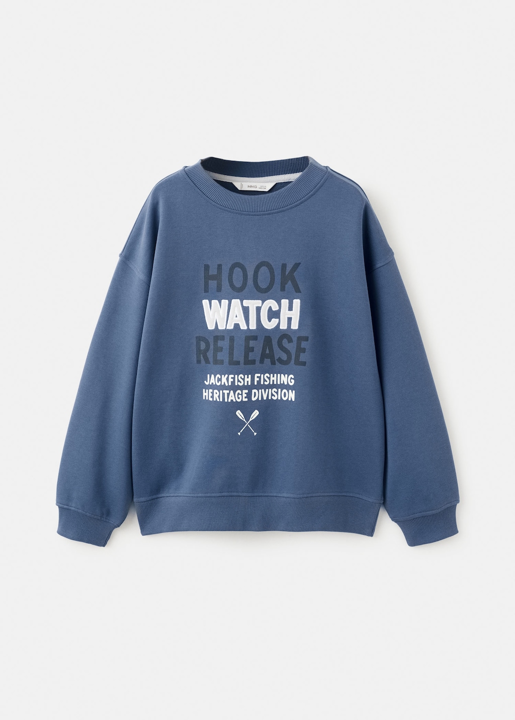 Mango Kids' Cotton Sweatshirt With Text Blue