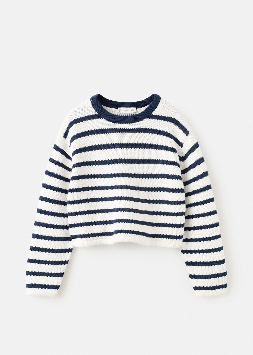 Mango Kids' Knit Striped Sweater Navy In White