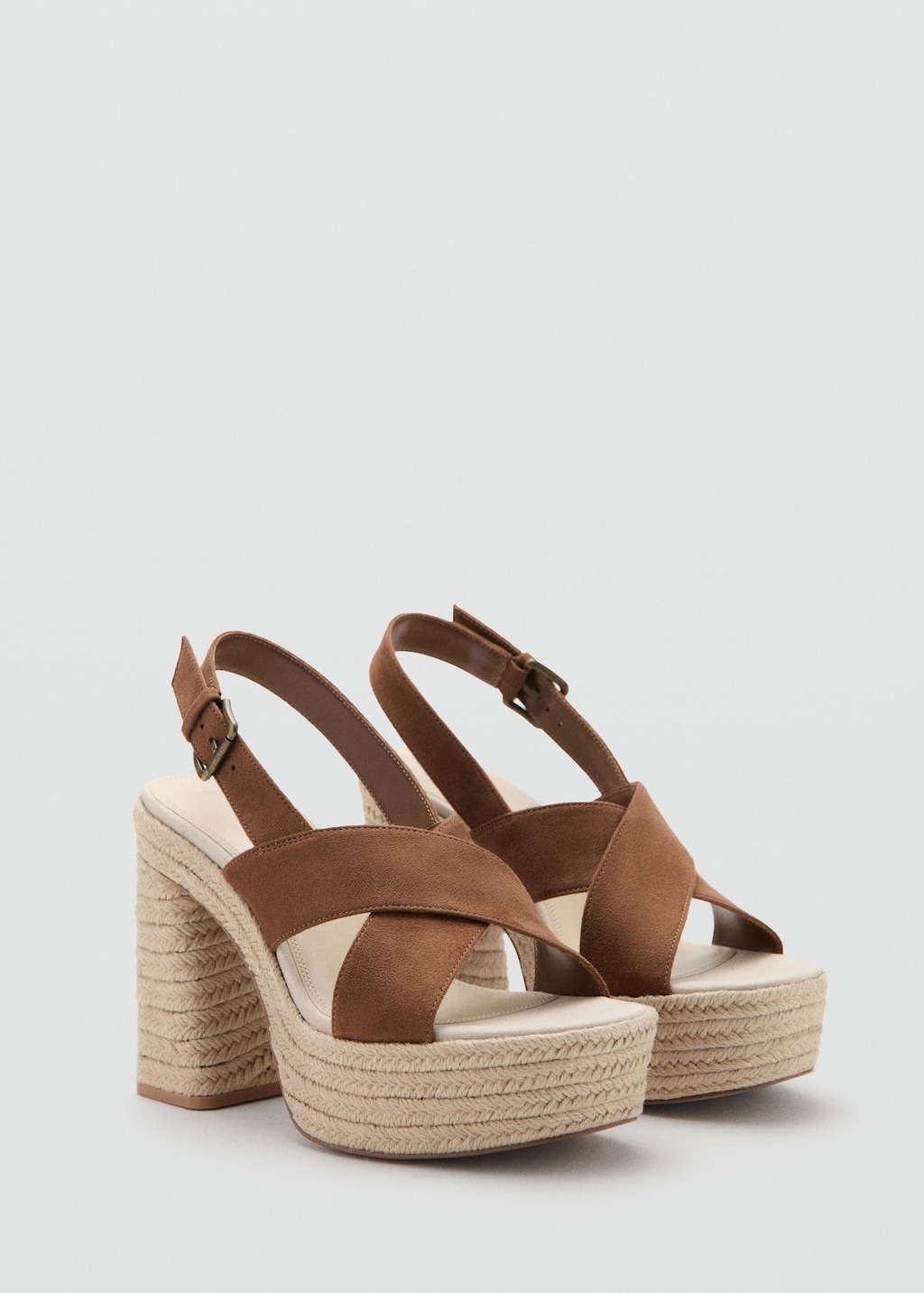 Mango Esparto Sandal With Straps In Brown