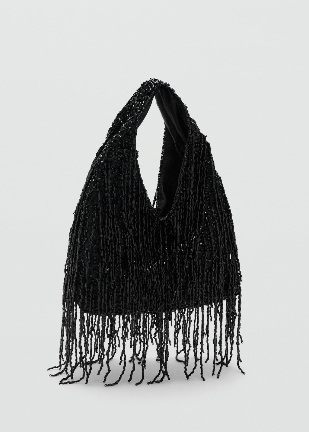 Mango Fringed Handbag Black