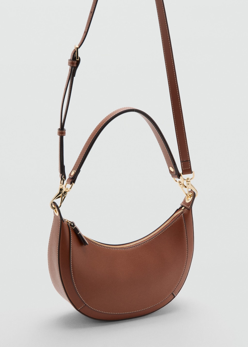 Mango Oval Shoulder Bag Leather In Brown