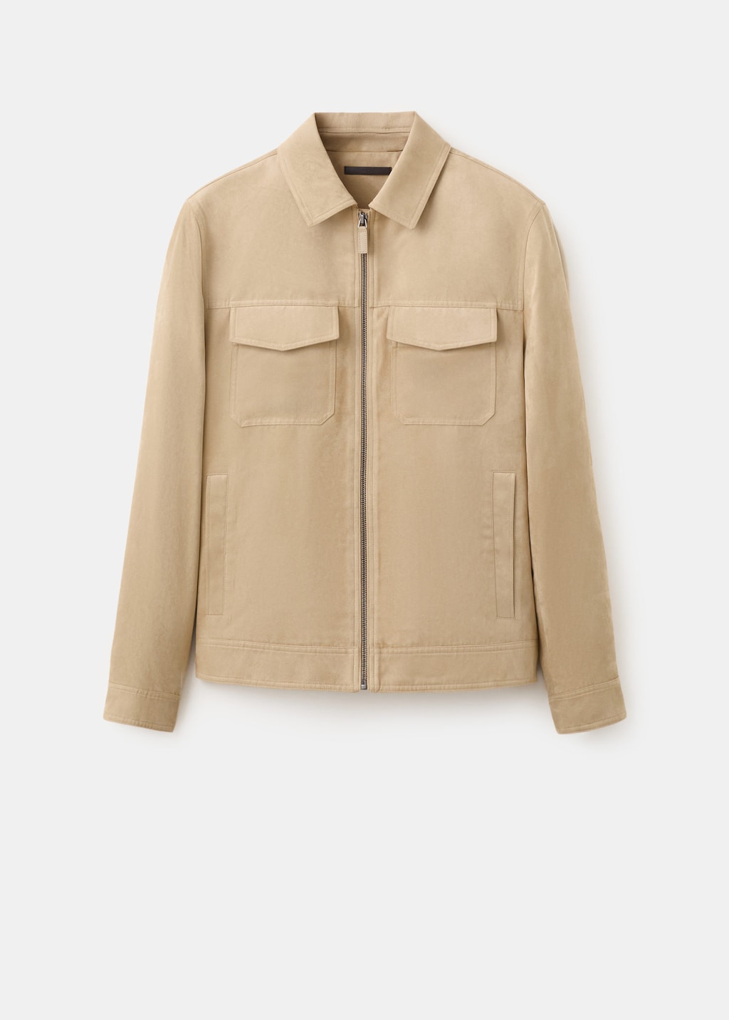 Mango Suede-effect Jacket With Pockets Beige In Sand