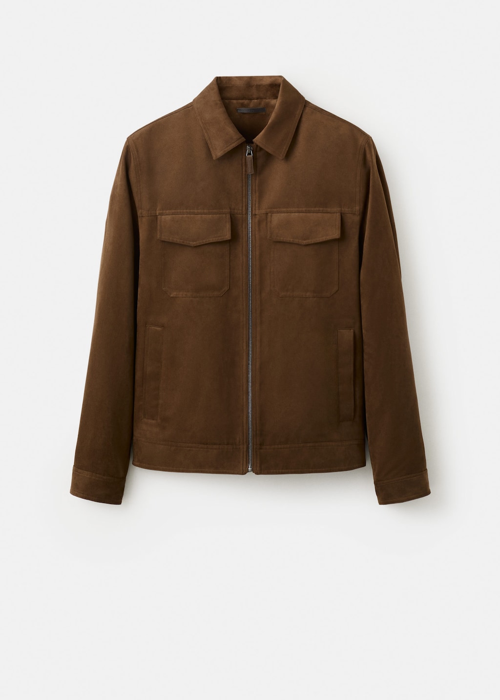 Mango Suede-effect Jacket With Pockets Cognac In Brown