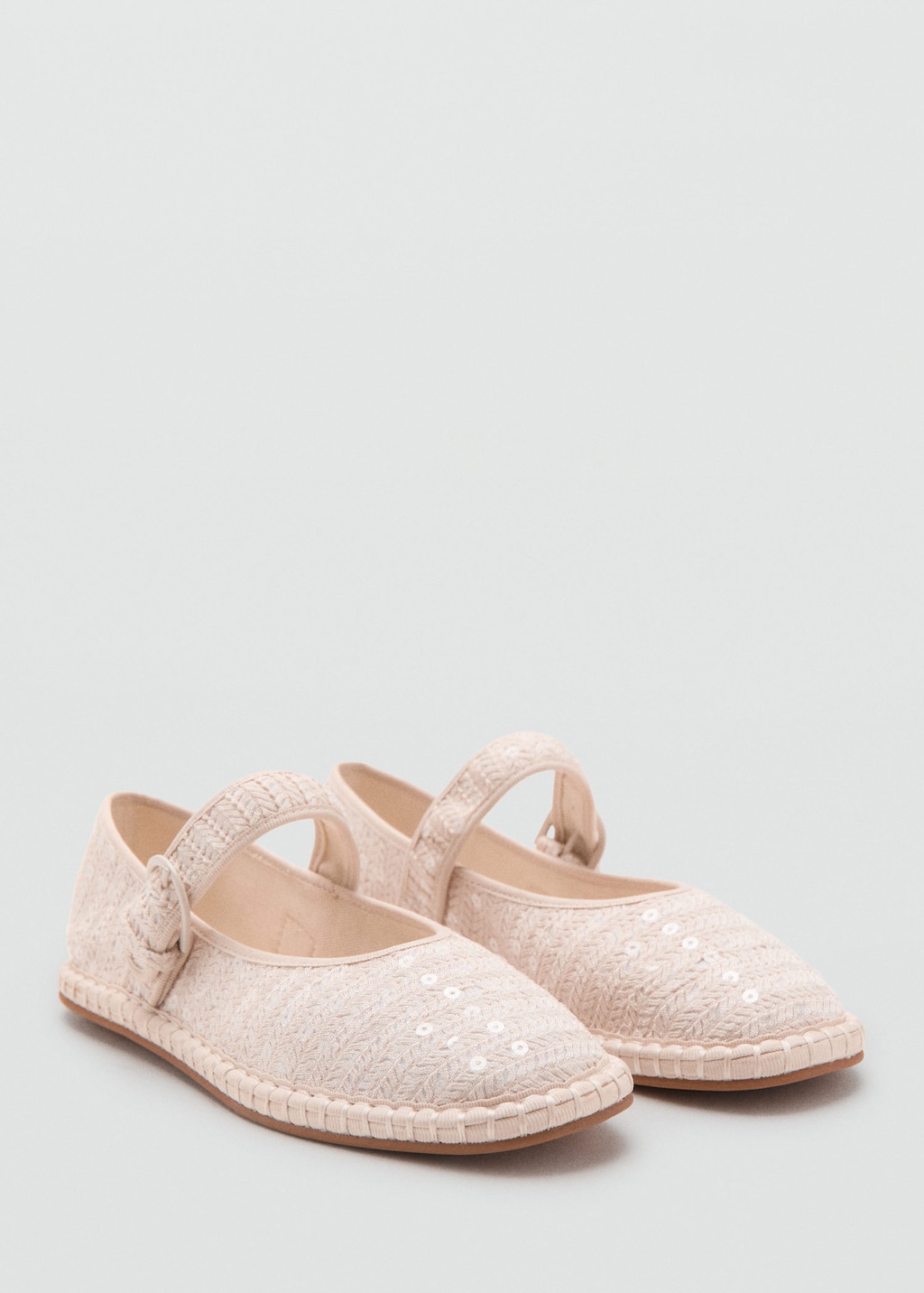 Mango Kids' Strass Espadrille Off White In Pink