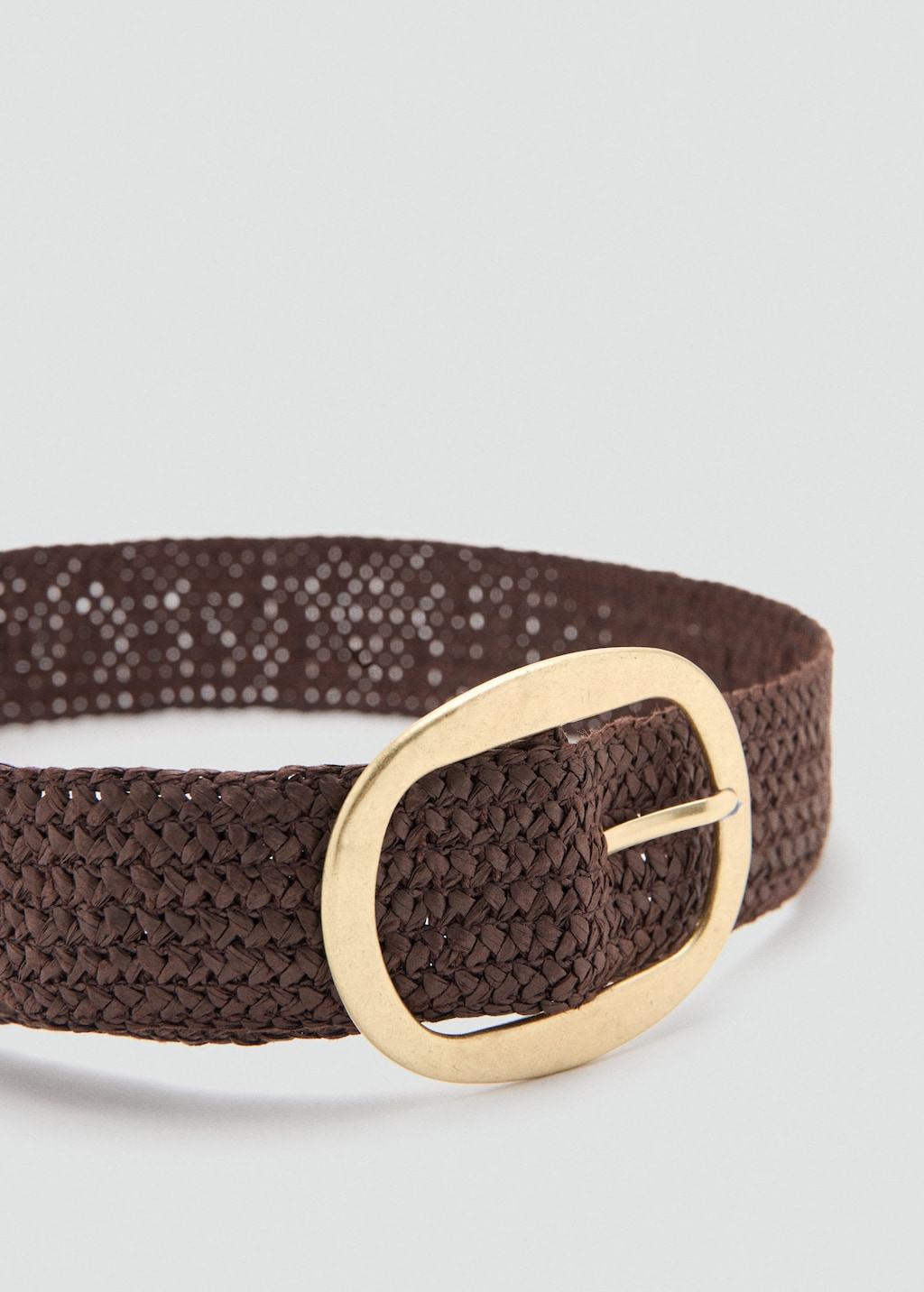 Mango Ceinture Fibre Naturelle Boucle Ovale Chocolat - Femme - L -  In Brown