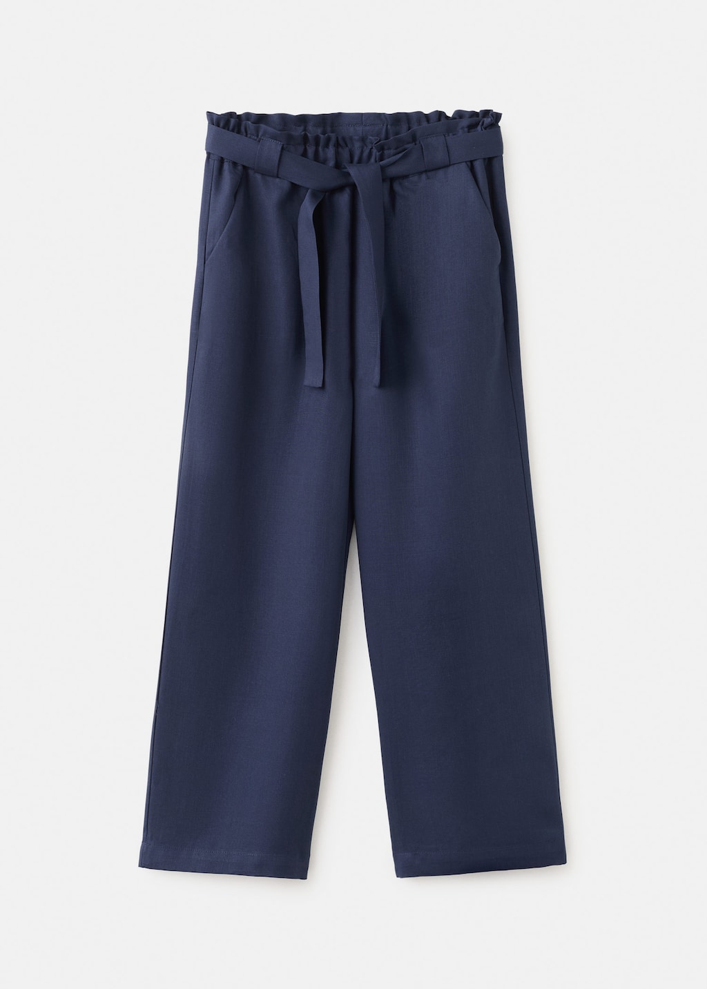 Mango Kids' Straight Lyocell Trousers Navy In Blue