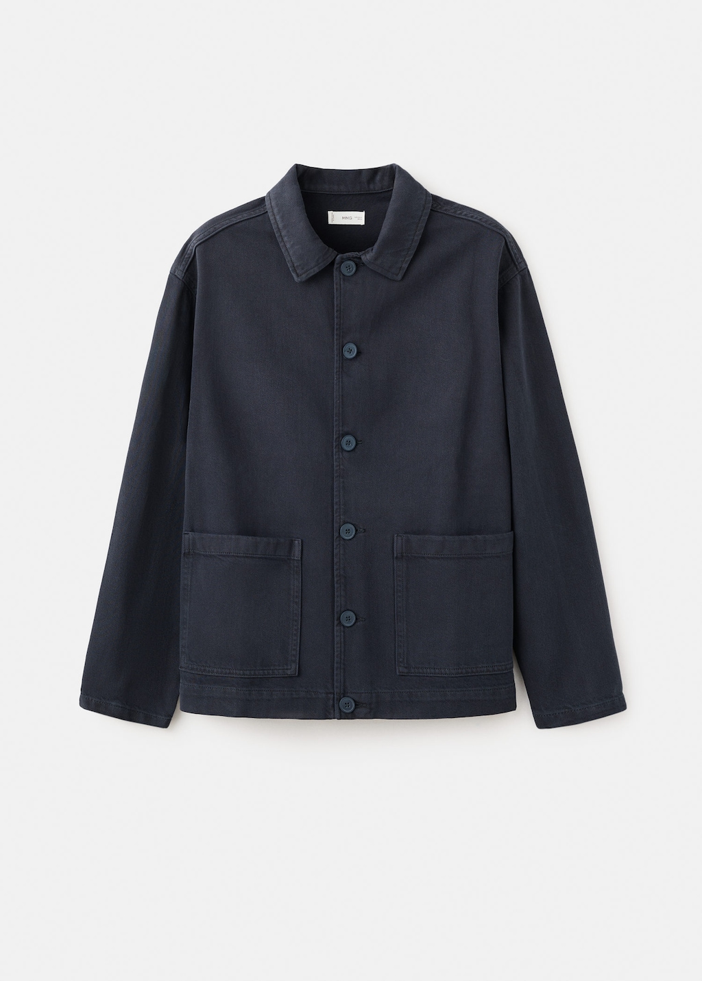 Mango Pocketed Cotton Overshirt In Dark Navy