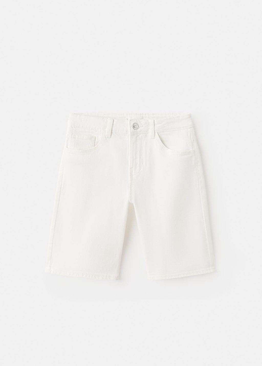 Mango Bermuda En Jean Droit Blanc - Enfants - 9 -  Kids In White