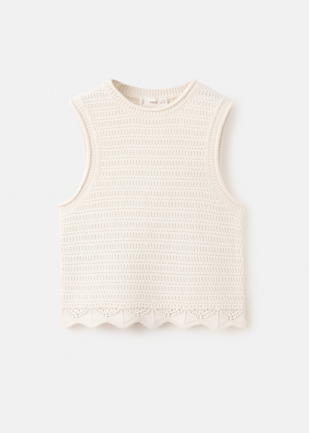 Mango Top En Maille Brodée Écru - Enfants - 13-14 Ans -  Kids In Nude