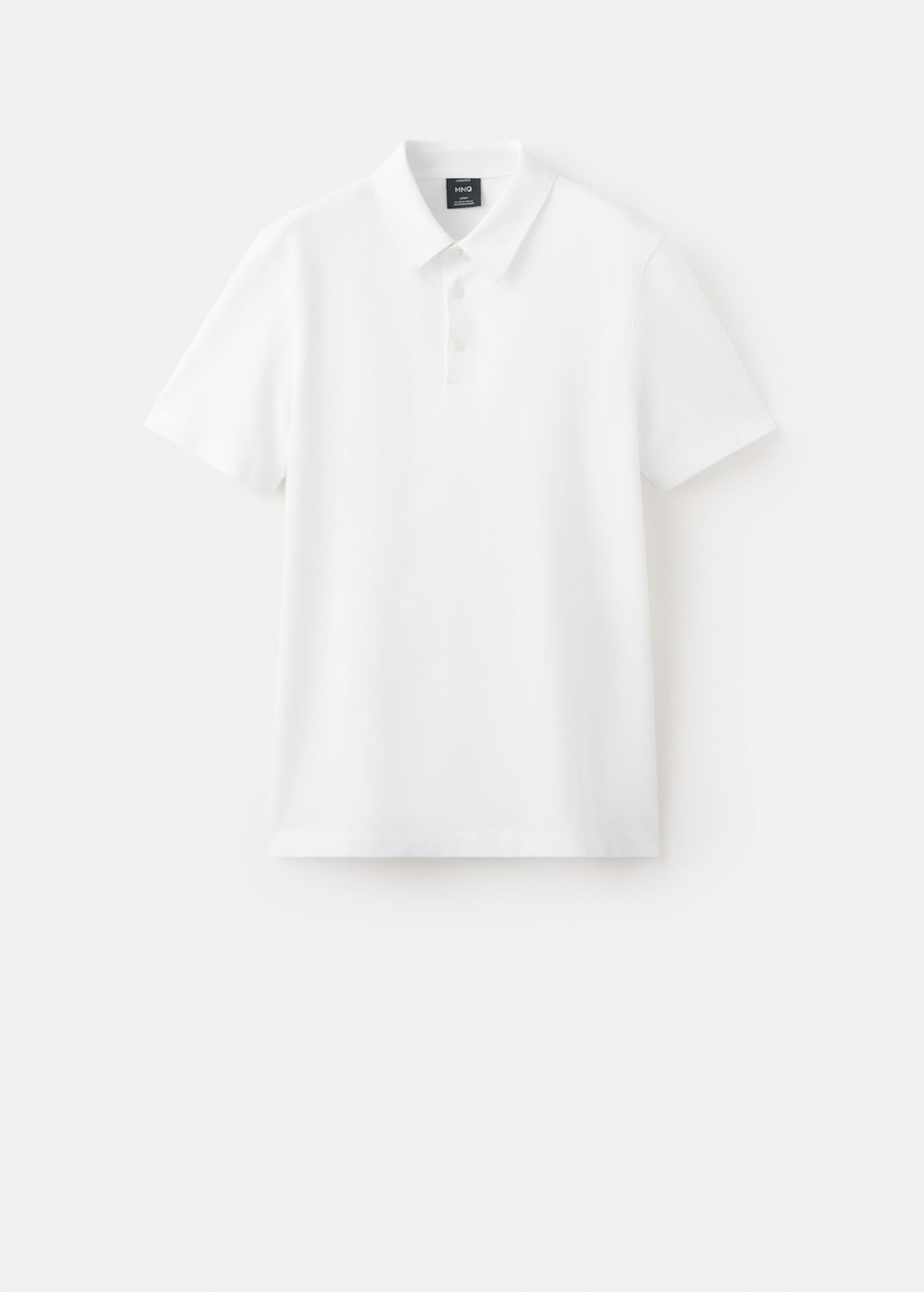 Mango Solid Cotton Blend Piqué Polo In White