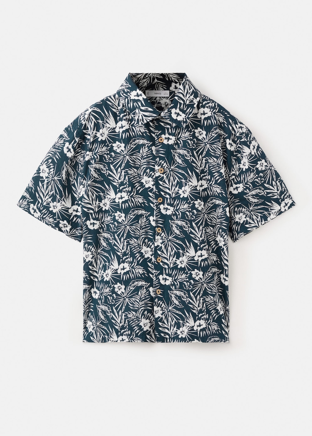 Mango Kids' Floral Print Shirt In Navy