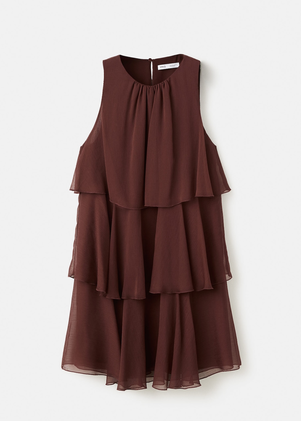 Mango Robe Drapée Volants Chocolat - Femme - Xl -  In Brown
