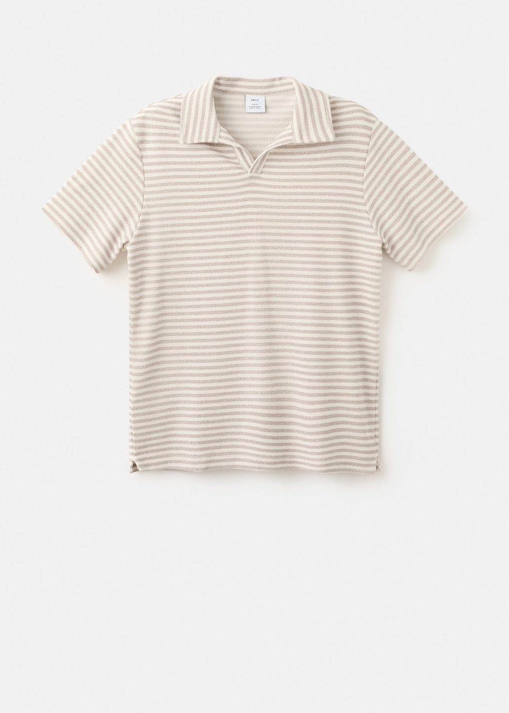 Mango Polo Texturé Regular-fit À Rayures Beige - Homme - Xxl -  Man In Neutral
