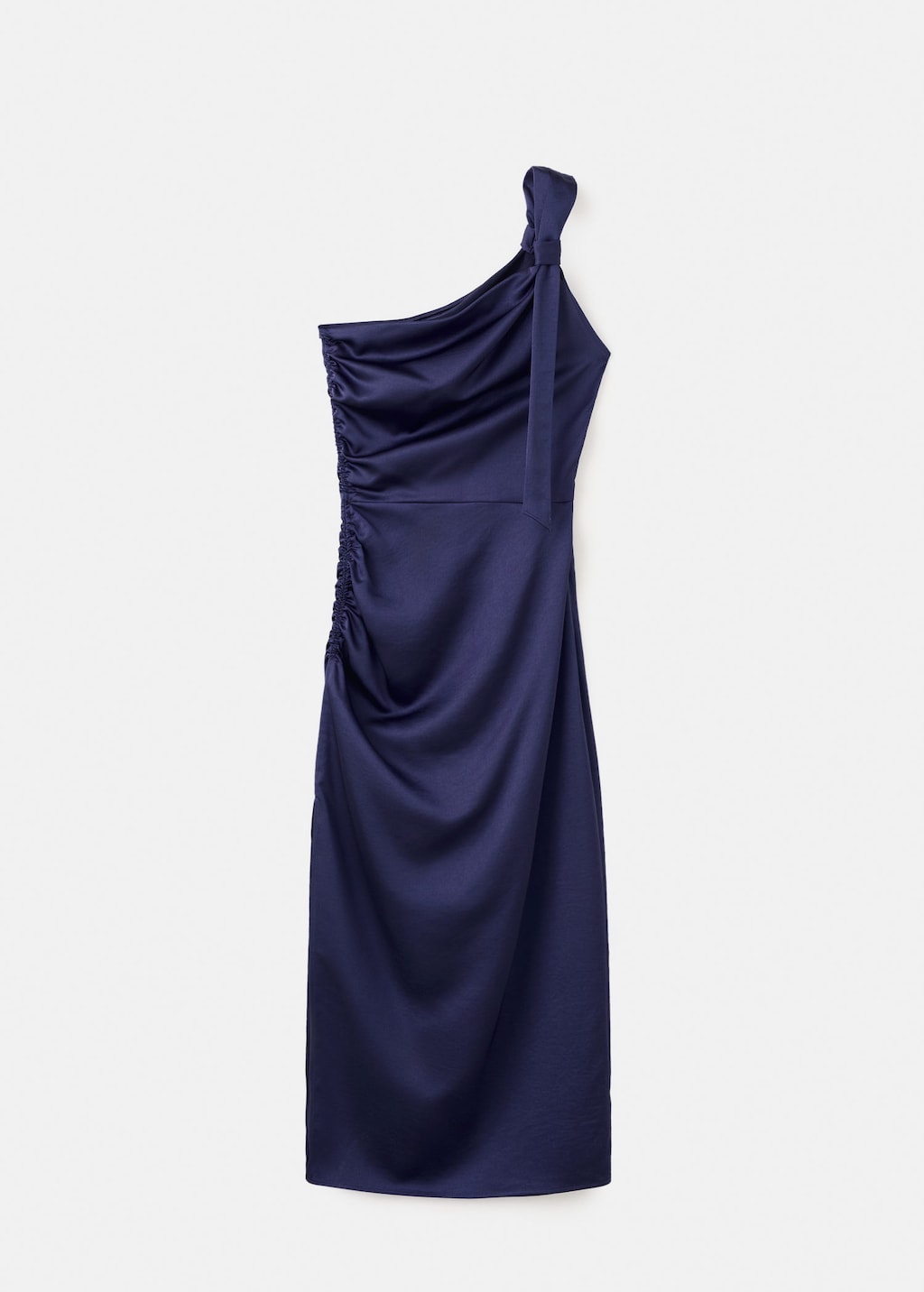 Mango Robe Asymétrique Froncée Latérale Bleu Nuit - Femme - M -  In Blue