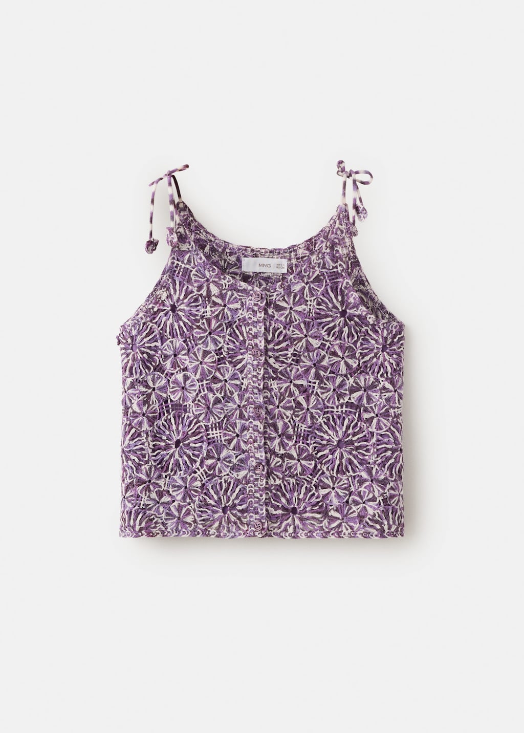 Mango Kids' Crochet Top With Flowers In Purple