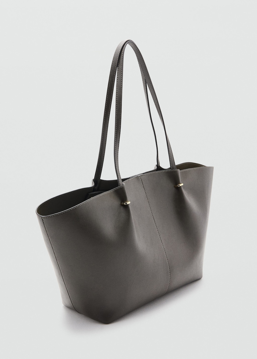 Mango Shopper Bag With Metallic Details Khaki In Brown