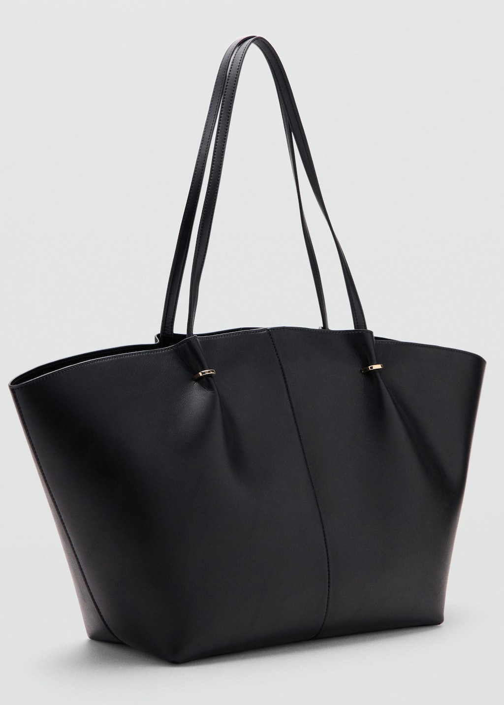 Mango Shopper Bag With Metallic Details Black