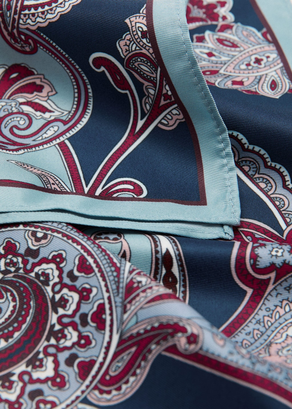 Mango Paisley Satin Scarf Blue