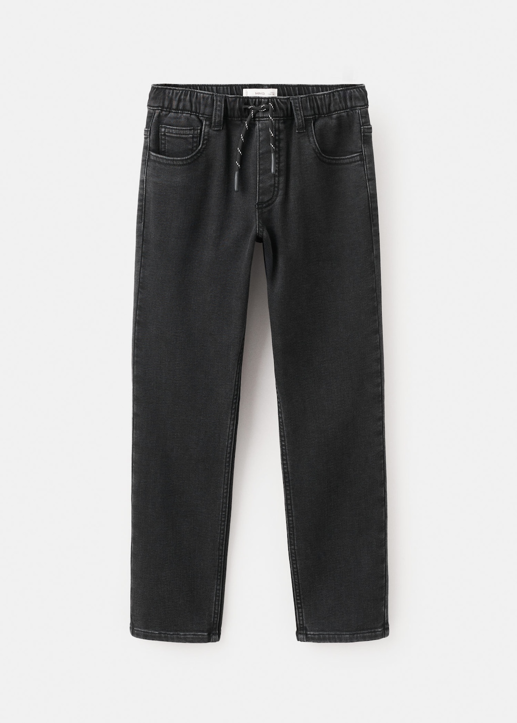 Mango Kids' Comfy Jeans With Drawstring Black Denim