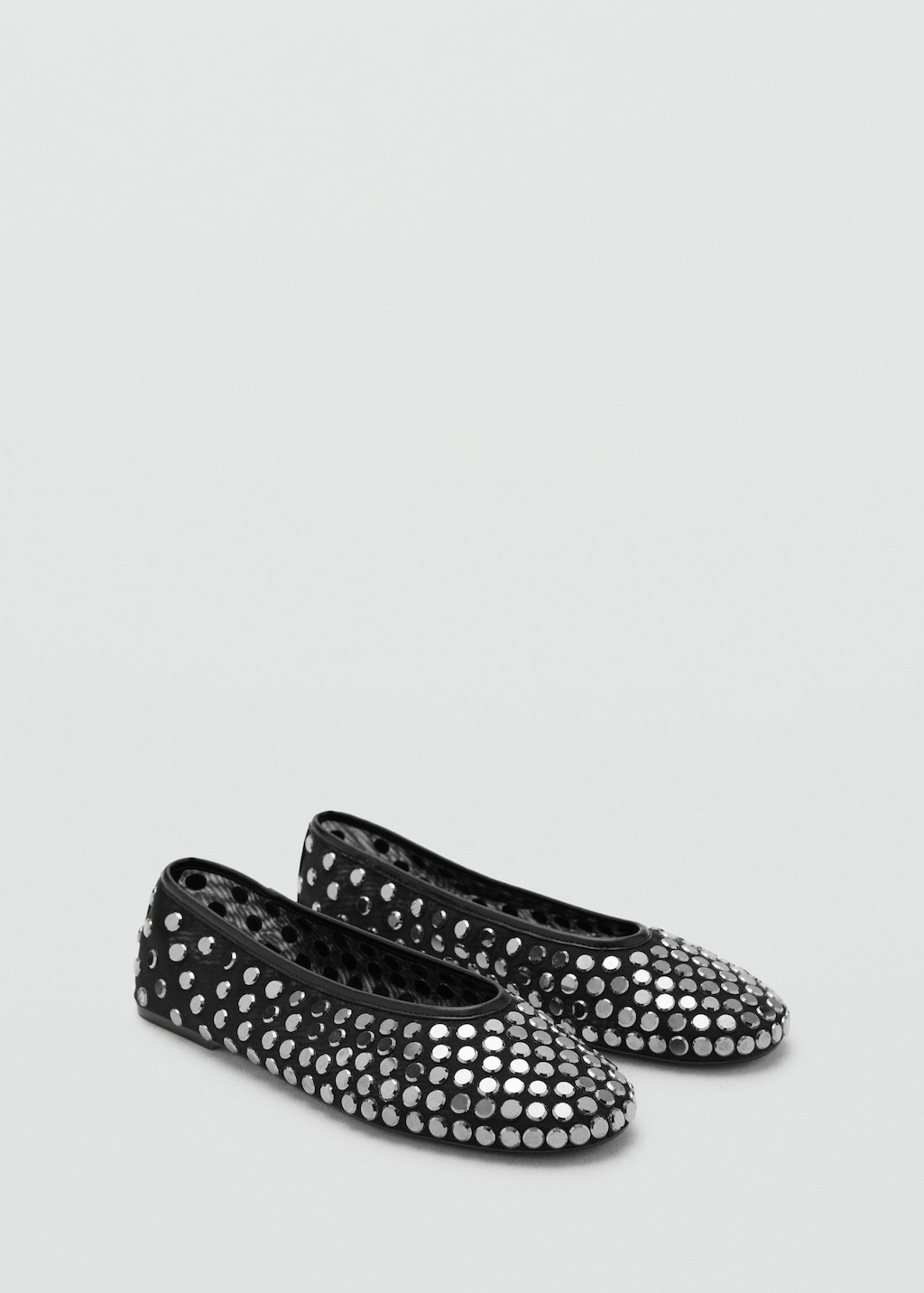 Mango Ballerines En Mesh Avec Des Clous Noir - Femme - 42 -  In Black
