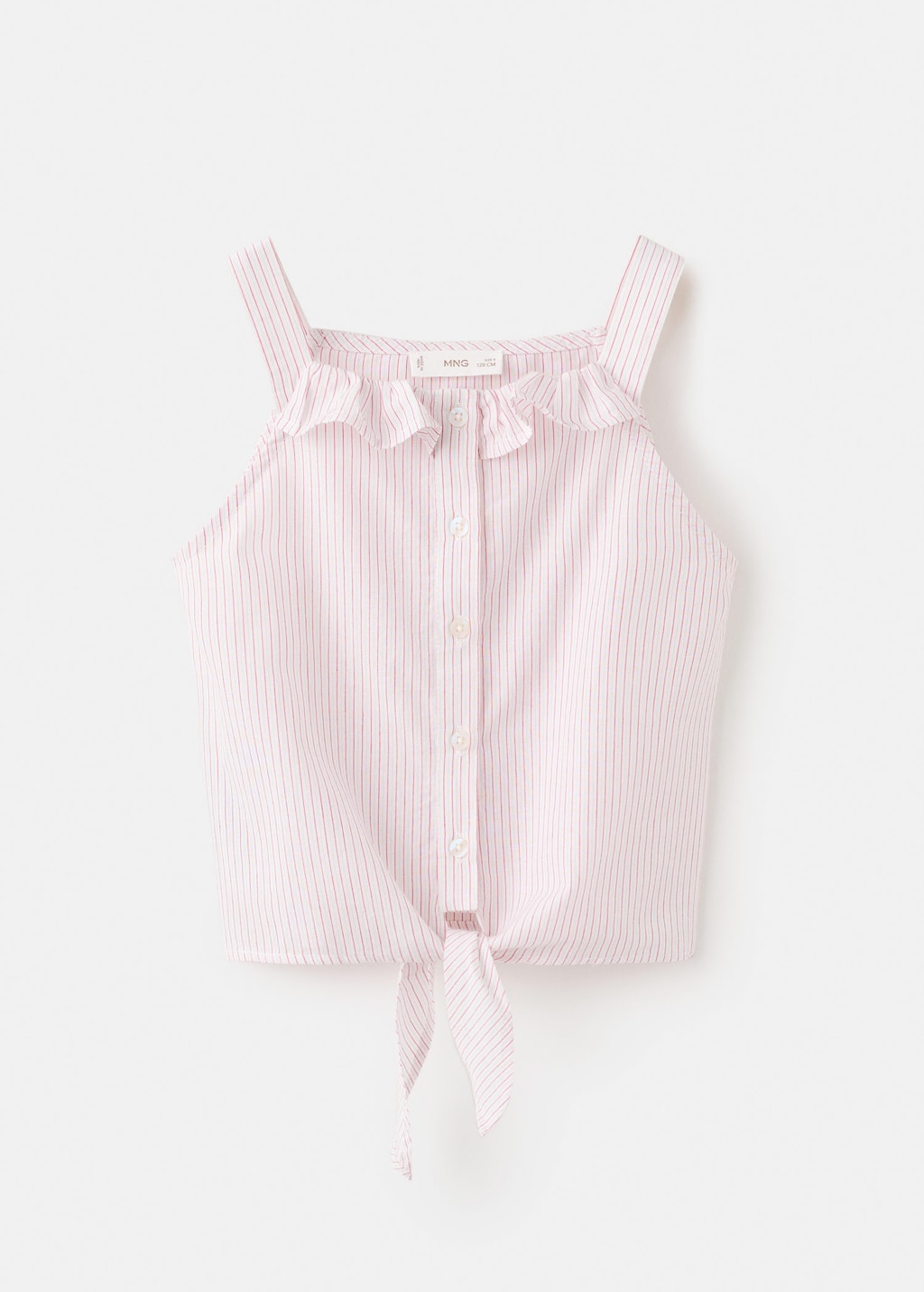 Mango Kids' Ruffled Stripe-patterned Blouse Red In Pink