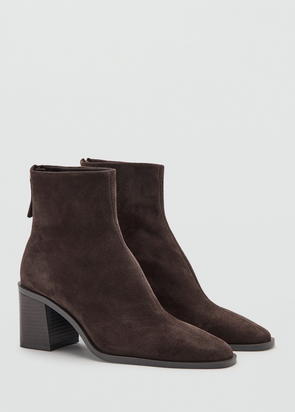 Mango Suede Block-heel Boots Chocolate In Brown